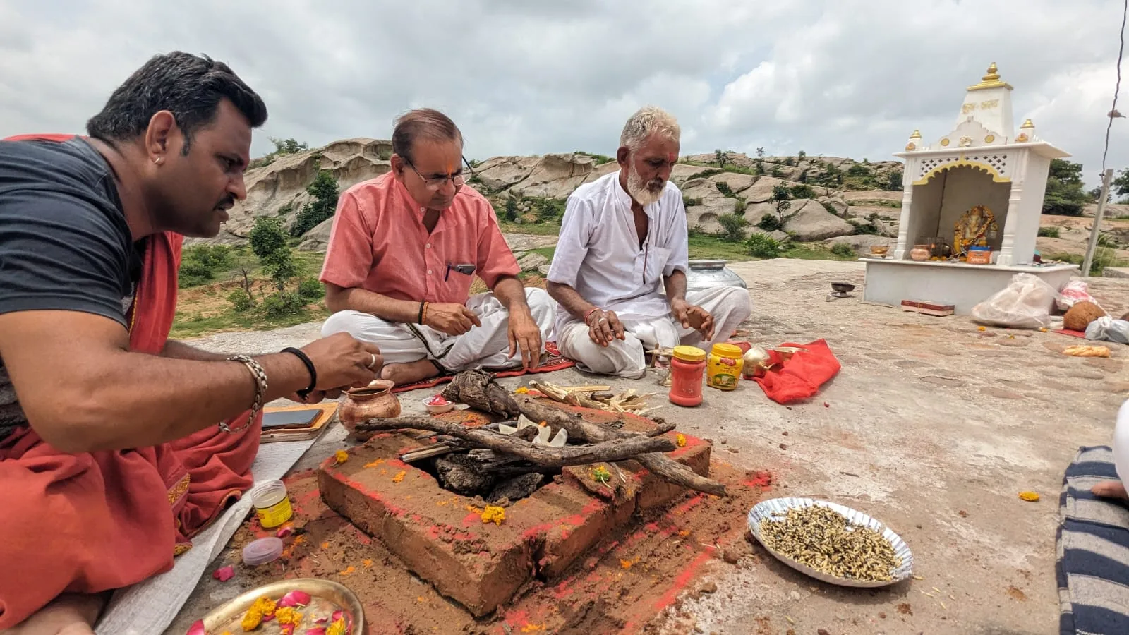 A havan on the rock beside the shrine
